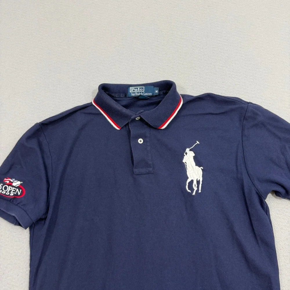 Vintage Polo Ralph Lauren Polo Medium Blue US Open 2009 Big Pony Short Sleeve